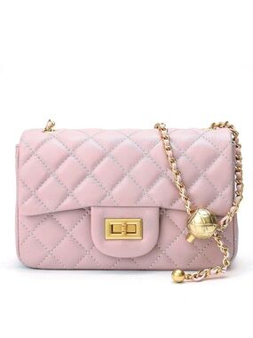 Tiffany & Fred Paris Quilted Leather Shoulder Crossbody Bag - Soft Orchid